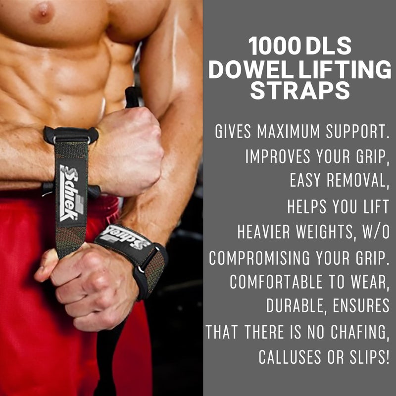 Schiek Sports Model 1000-DLS Deluxe Dowel Straps For Weight Lifting - Image 5
